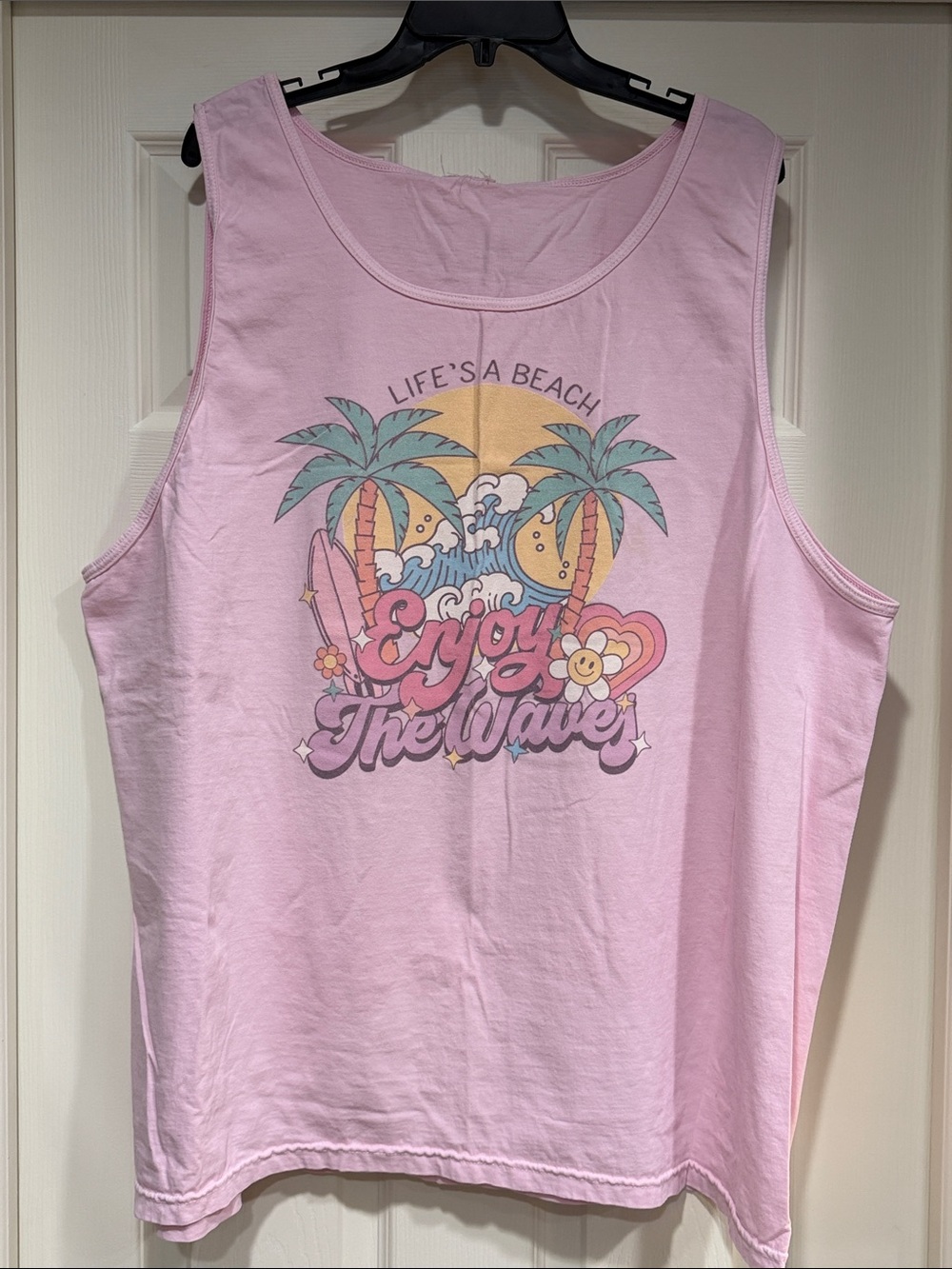 Comfort Colors Pink "Enjoy The Waves" Graphic Tank